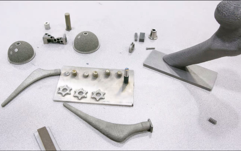 Образцы деталей и инструментов, изготовленные из напечатанного на 3D-принтере титана и марсианской пыли. 