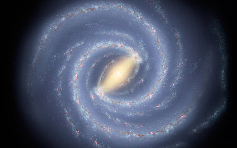 Представление художника о галактике Млечный Путь, масса которой аналогична недавно обнаруженным «невозможным» галактикам в ранней Вселенной.