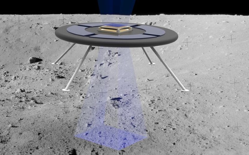 Концептуальное изображение парящего (левитирующего) лунного ровера.